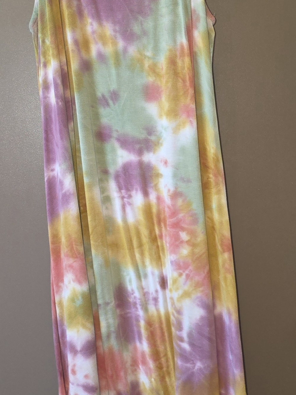 torrid Tie-Dye Asymmetrical Maxi Dress in Pastel Yellow Pink Lavender